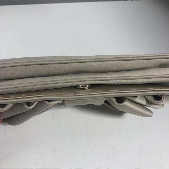 SONDRA Roberts Satin Triple Bow Taupe Clutch - Picture 3 of 11